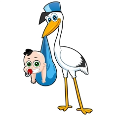 Baby Shower Stork with Baby Boy Transparent Sticker